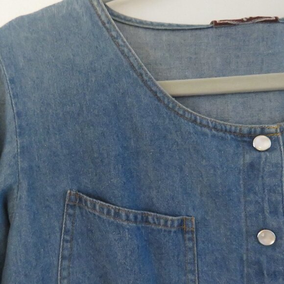 VINTAGE NEVADA JEANSWEAR Light Denim Pearl Snap Maxi Dress - Size 10 - Picture 5 of 15